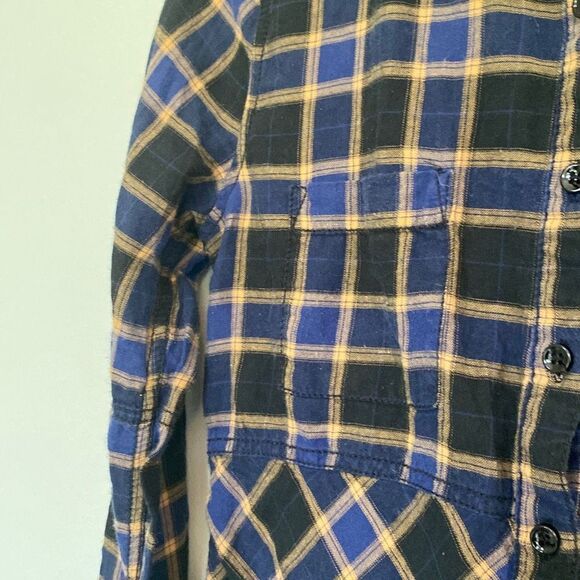 We The Free People Cotton Plaid Button‎ Down Flannel Western Shirt Blue XS - Picture 6 of 12